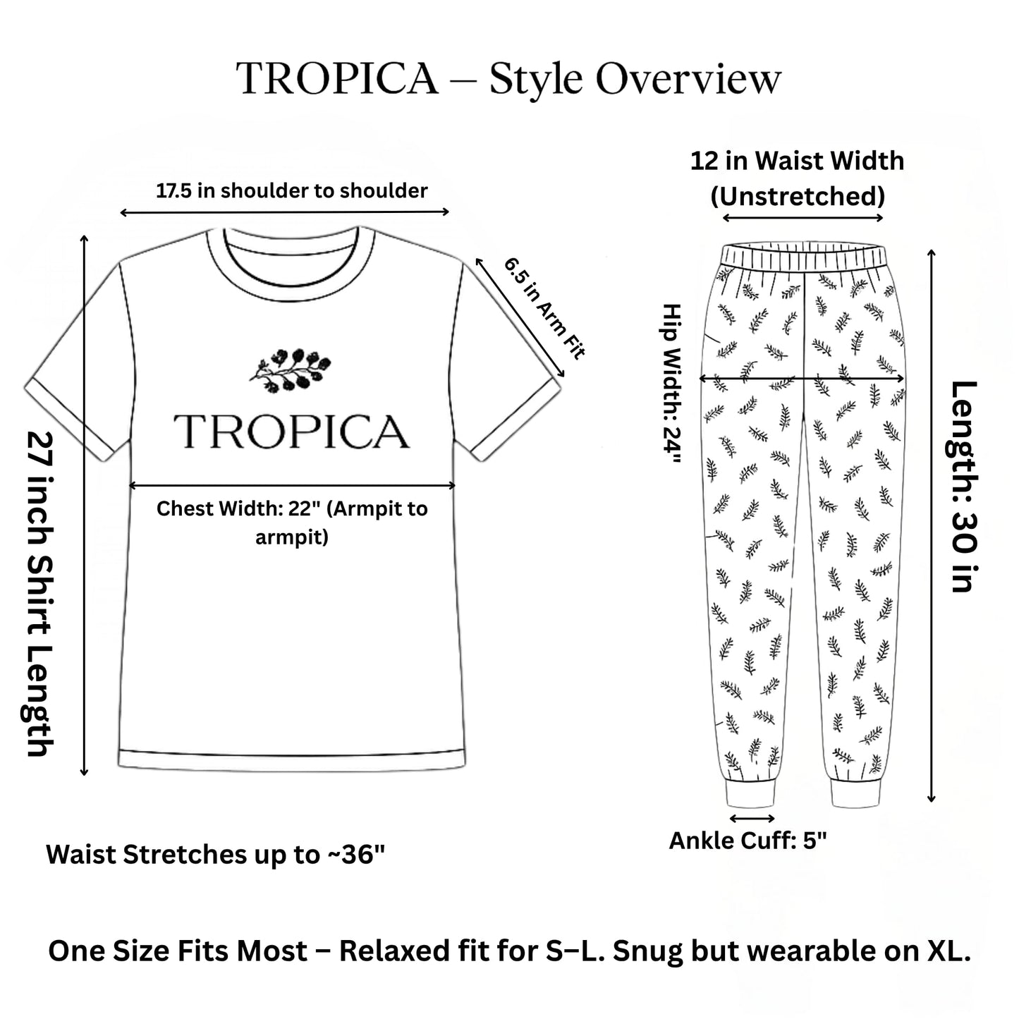 KOMFIEZ Women’s TROPICA Pajama Set – Soft Cotton 2-Piece Loungewear with Printed Short Sleeve Top & Long Pants (S–L)