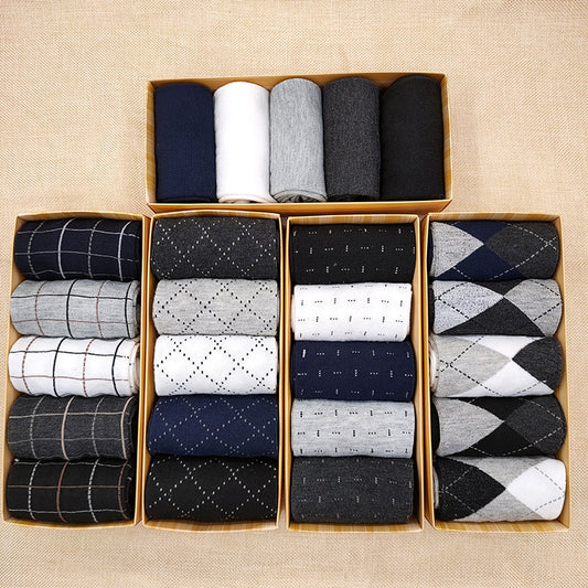 KOMFIEZ -  Mid-calf high quality luxurious cotton Men's Socks Boxed 5 Pairs