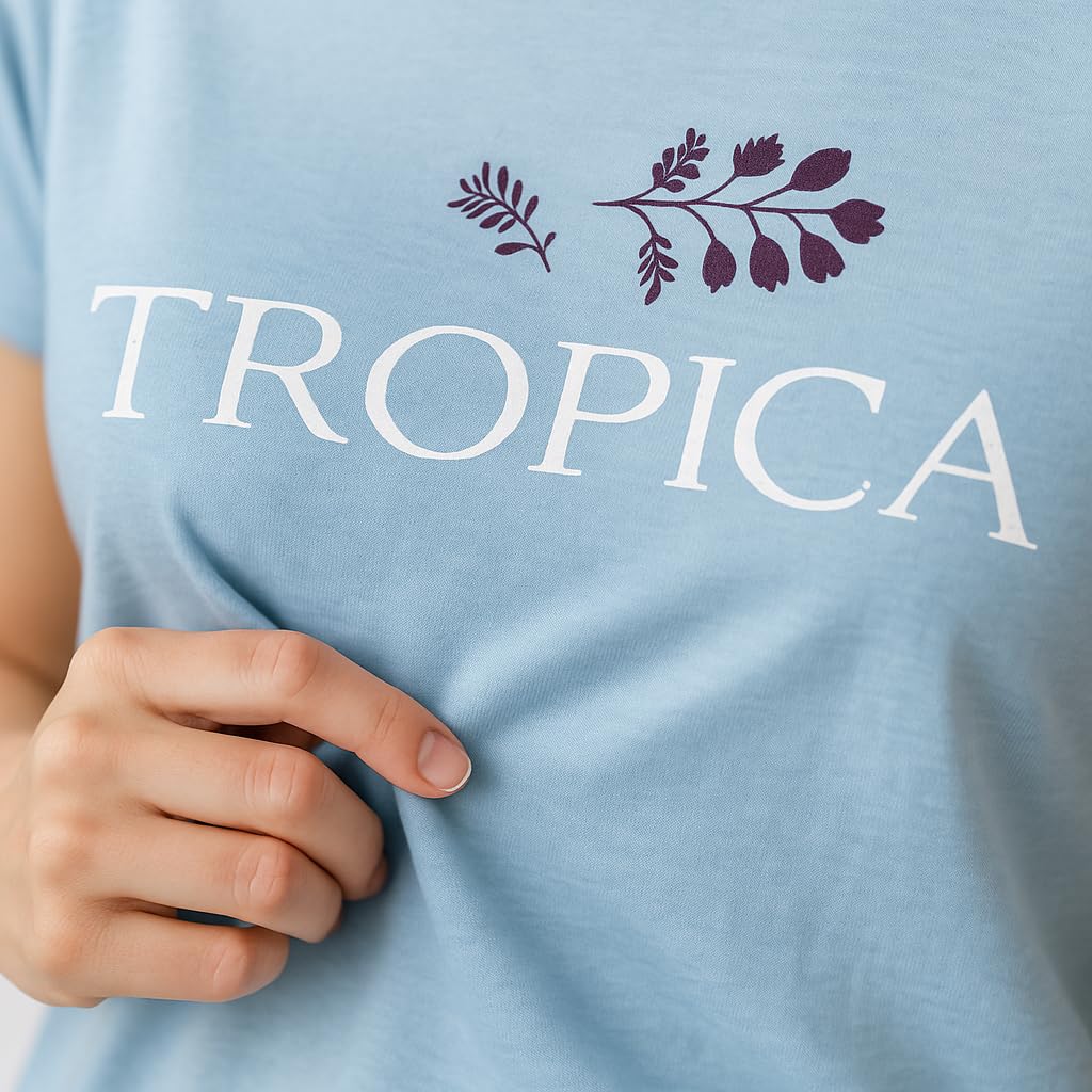 KOMFIEZ Women’s TROPICA Pajama Set – Soft Cotton 2-Piece Loungewear with Printed Short Sleeve Top & Long Pants (S–L)